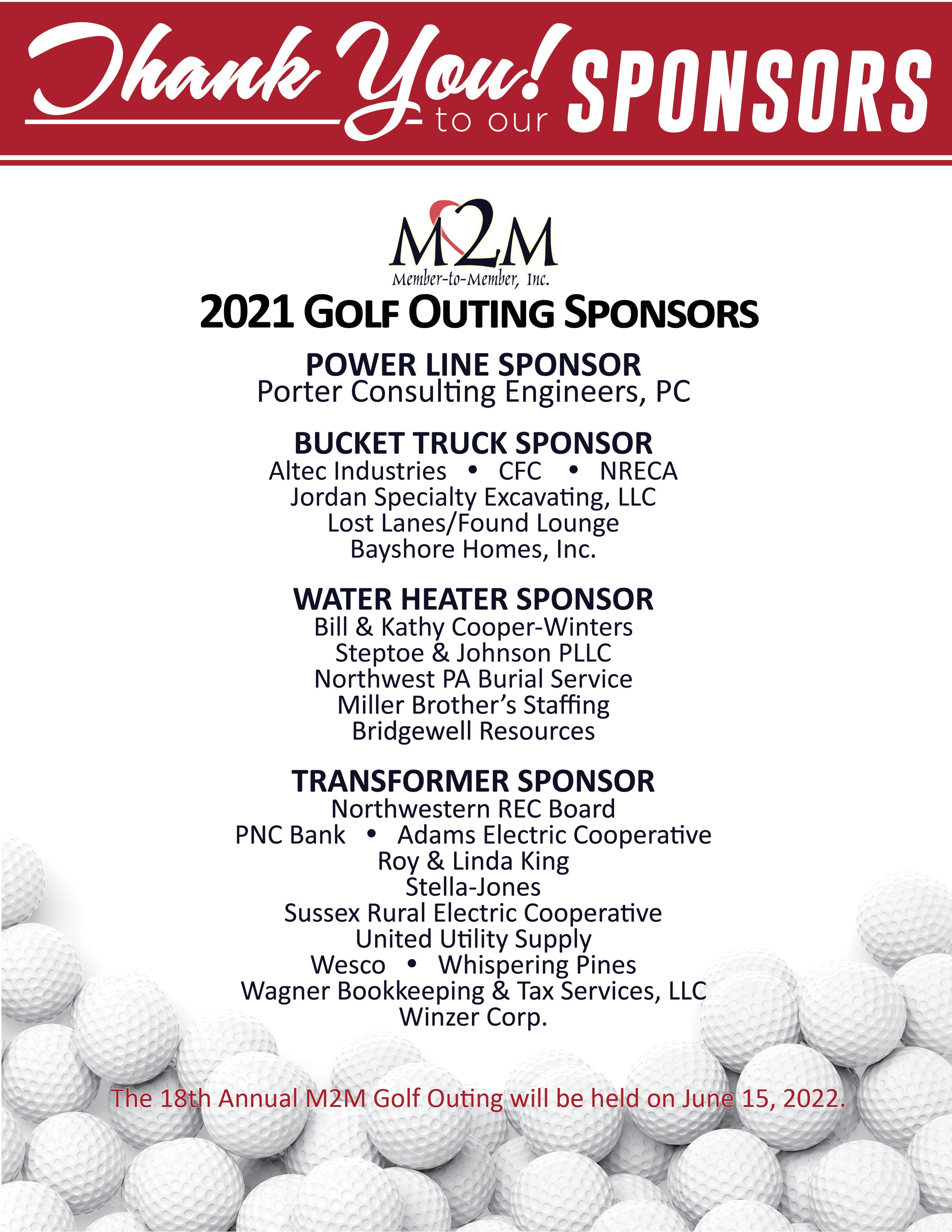 Golf Outing sponsors